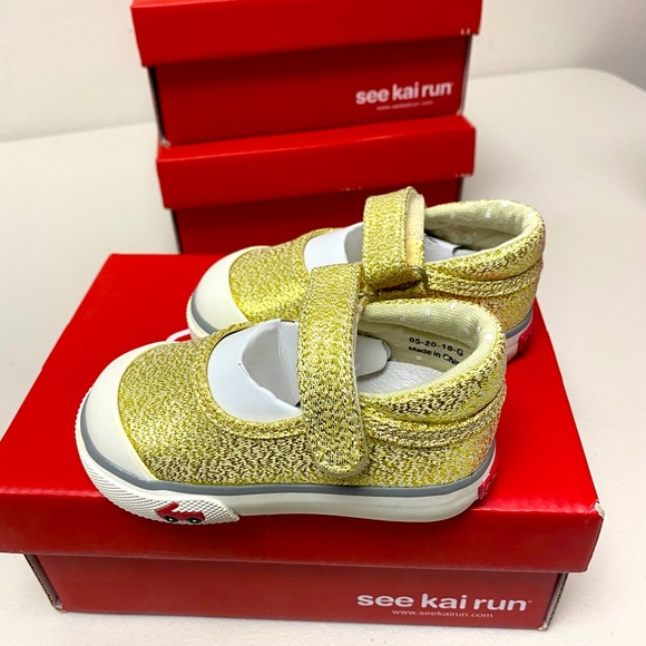 See Kai Run Other - See Kai Run Girls' Marie Sneaker, Gold Glitter